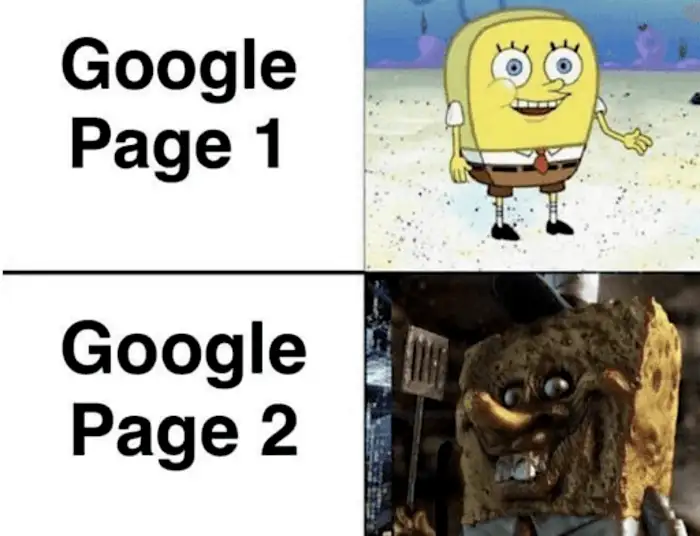 Apa itu SEO - Meme Google Page 1 dan Page 2